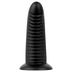   BUTTR Double Ribbed - гигантски оребрен анален плъг (черен) - 26 см