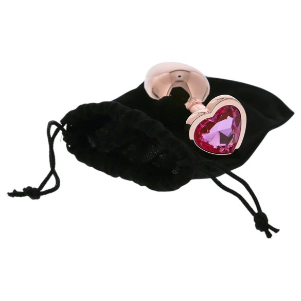 Gleaming Love - анален разширител с форма на сърце - алуминий, розово злато, M