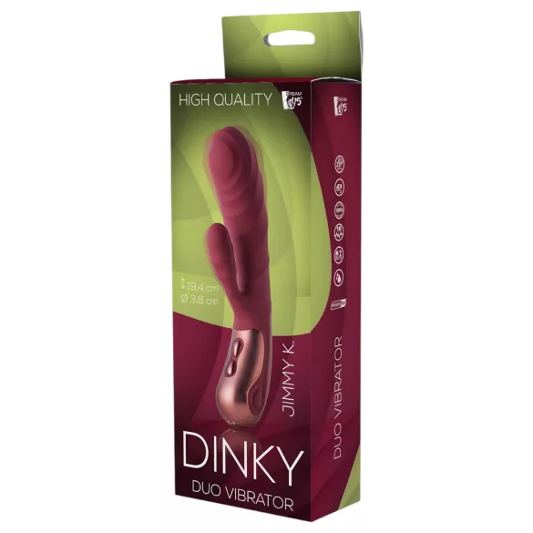 Dinky Jimmy K. Duo - вибратор с клитор стимулатор, акумулаторен - червен