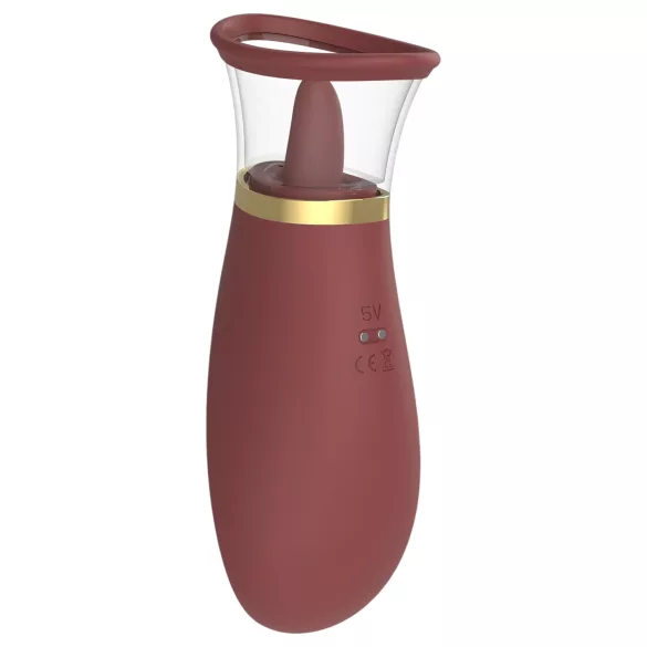 Dreamtoys Roxy - вибратор с всмукване и обливане - бордо