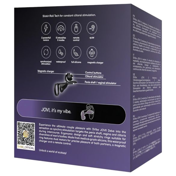 Snail Vibe Jovi - пенис пръстен и вибратор за двойки - черен