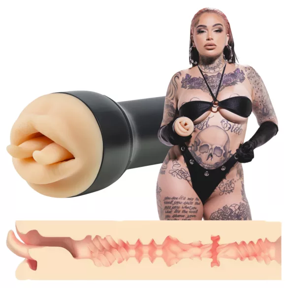 Kiiroo Feel Leigh Raven - изкуствена уста с нарязан език (натурален цвят)