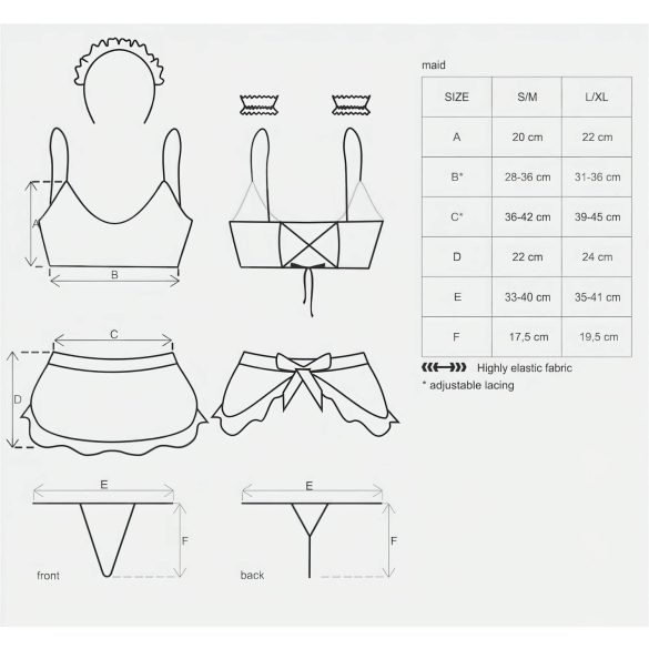 Obsessive - секси костюм камериерка - комплект 5 части