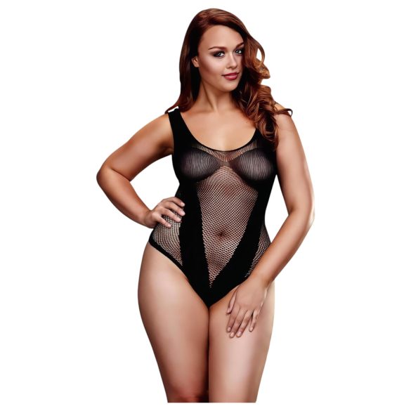BACI Plus Size - изкусително мрежесто боди - черно (XL-XXL)