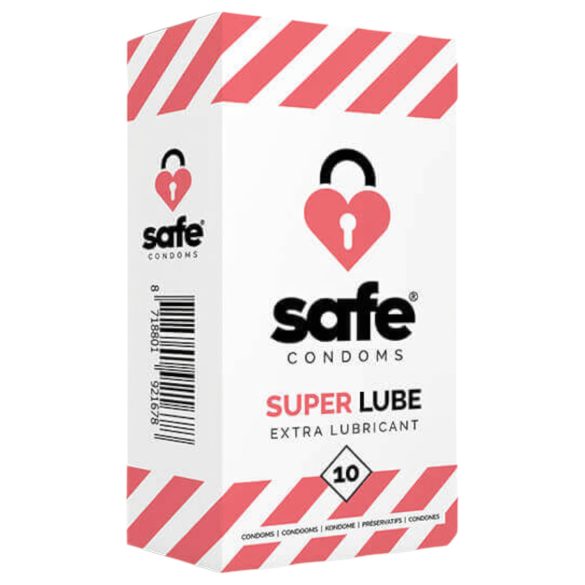 SAFE Super Lube - допълнително смазани презервативи (10 бр.)
