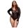 BACI Plus Size - дълъг ръкав, дантелено боди - черно (XL-XXL)