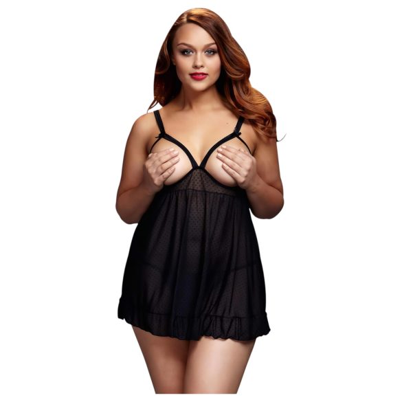 BACI Plus Size - отворен на точки бебедол - черен (XL-XXL)