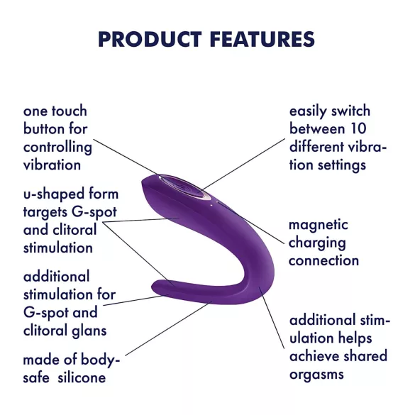 Satisfyer Double Classic - водоустойчив, акумулаторен двойно вибратор (лилав)