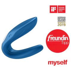   Satisfyer Double Whale - Двоен вибратор за двойки с 2 мотора (син)