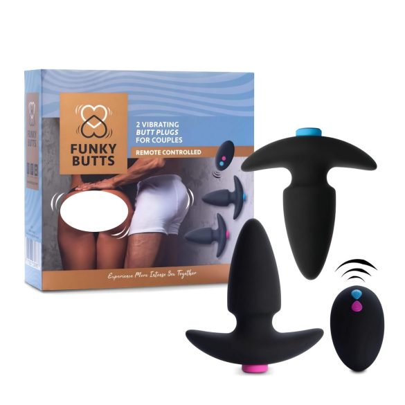 FEELZTOYS Funkybutts - Комплект черен анален вибратор с радио управление