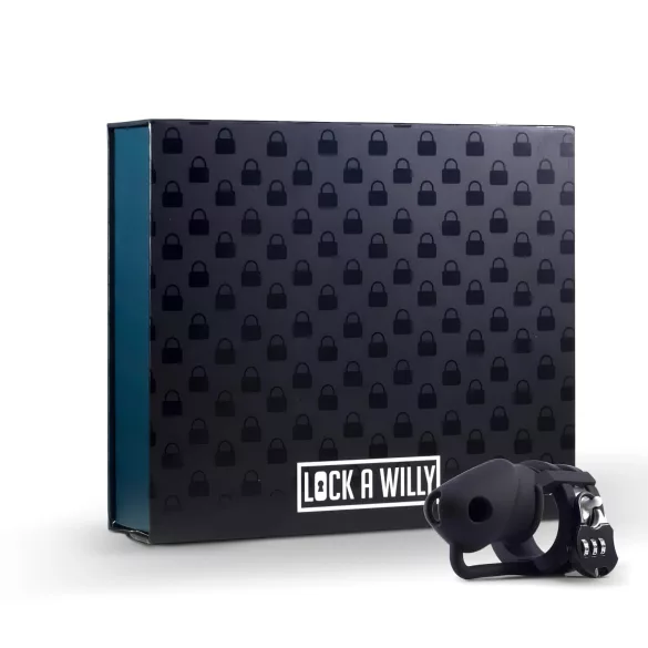 LOCK A WILLY - пенис клетка със заключване - силикон - черен