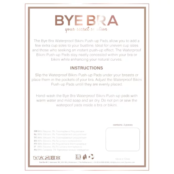 Bye Bra - водоустойчиви повдигащи подплънки за гърди - прозрачни
