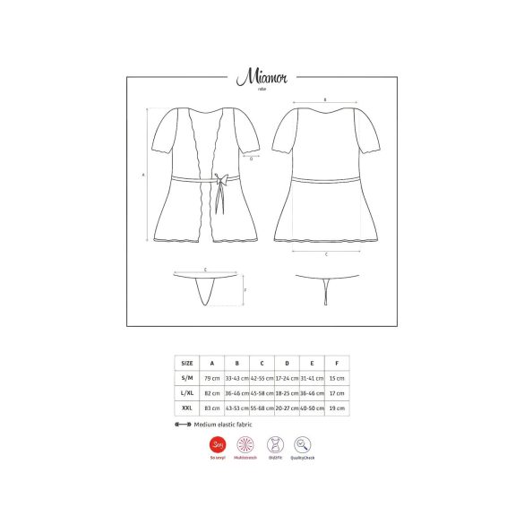 Obsessive Miamor халат - дантелени ръкави и прашки (черен)