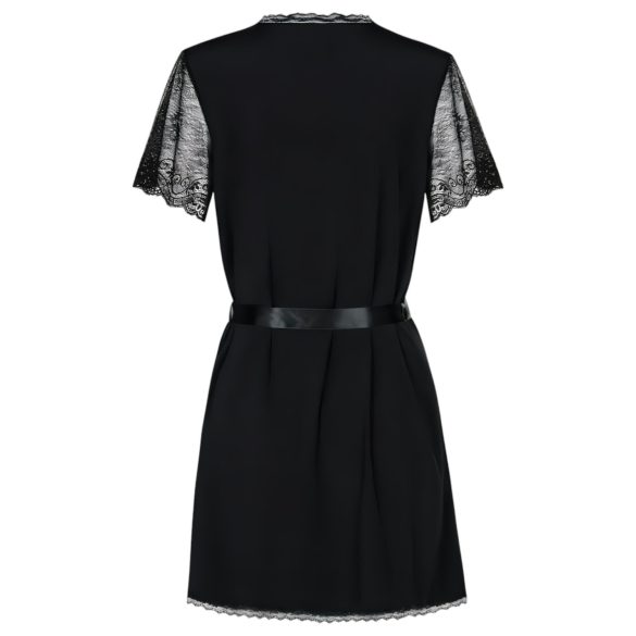 Obsessive Miamor халат - дантелени ръкави и прашки (черен) - L/XL