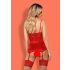 Obsessive Lovica - дантелен топ с жартиери и прашки (червено) - L/XL