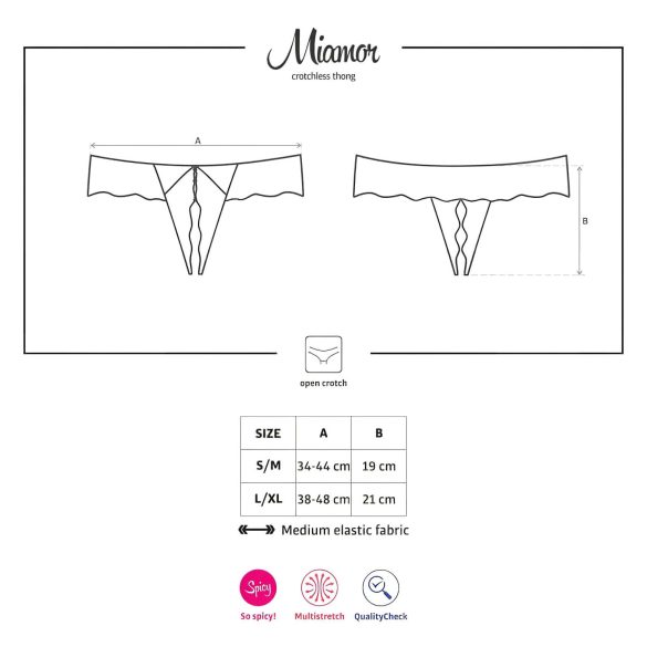 Obsessive Miamor - камъни, отворени дантелени бикини (черни) - L/XL