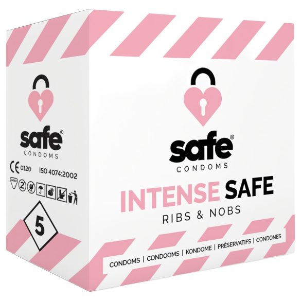 SAFE Intense Safe - оребрено-точков кондом (5 бр.)