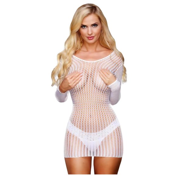 Мини рокля Lapdance Center Stage с дълъг ръкав (бяла) - S-L