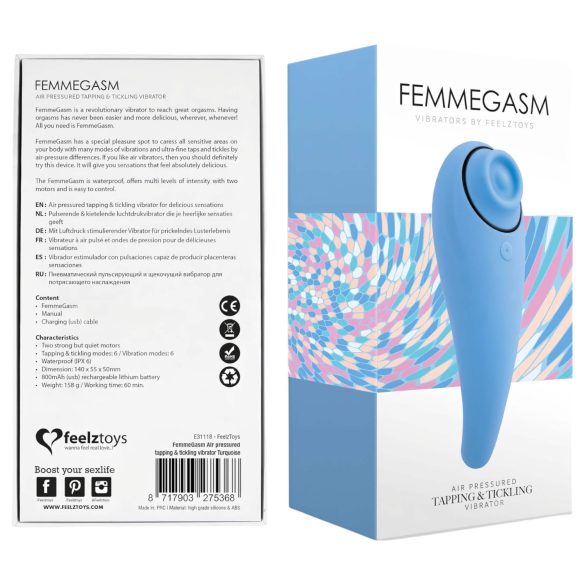 FEELZTOYS Femmegasm - акумулаторен 2 в 1 клиторен вибратор (синьо)