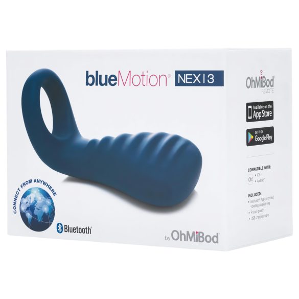 OHMIBOD Bluemotion Nex 3 - умен вибро-пръстен за пенис (син)