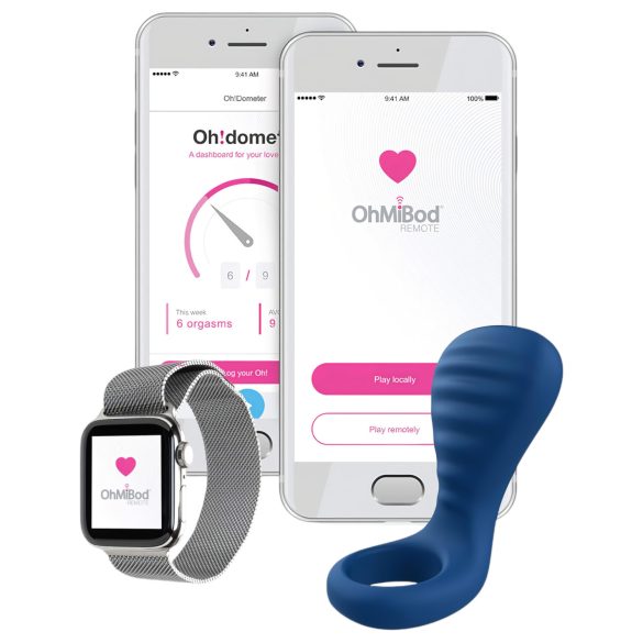 OHMIBOD Bluemotion Nex 3 - умен вибро-пръстен за пенис (син)