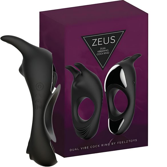 FEELZTOYS Zeus - акумулаторен вибриращ пръстен за пенис (черен)