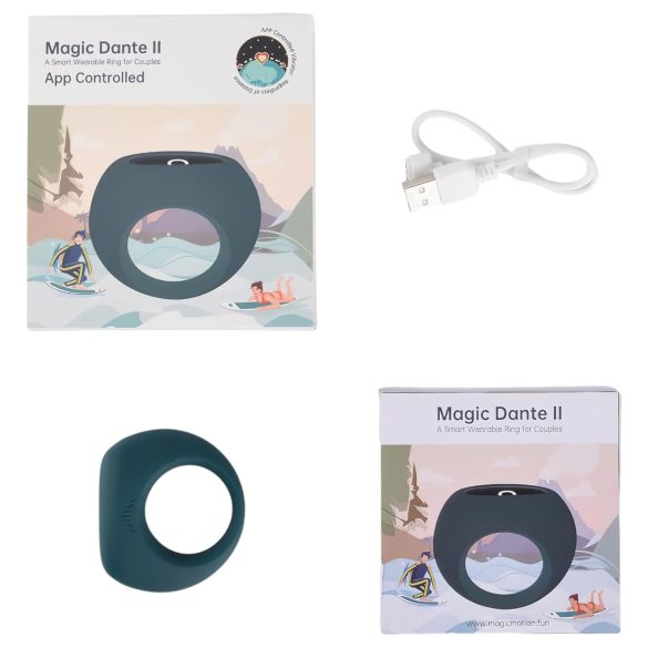 Magic Motion Dante II - вибриращ пенис пръстен с презареждаща батерия - син