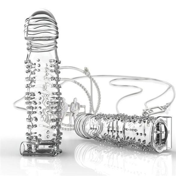 Lonely - вибриращ пенис ръкав с шипчета - прозрачен